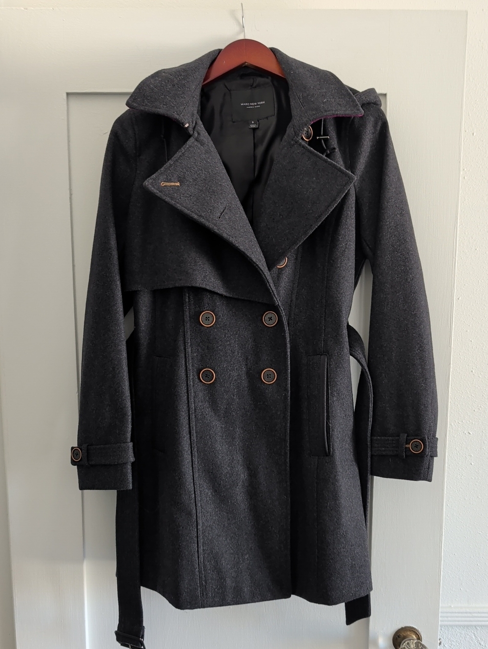 Marc New York Wool-Blend Double-Breasted Peacoat Jacket